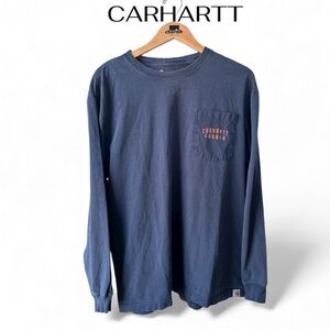 CARHARTT Vintage Long Sleeve with Pocket | Large | Navy